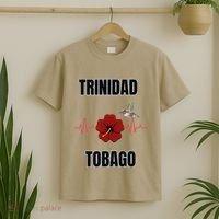 Trinidad Tobago Heartbeat Hibiscus T-Shirt thumb 2