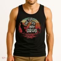 The Tug Is My Drug Funny Fishing Tank Top thumb 3
