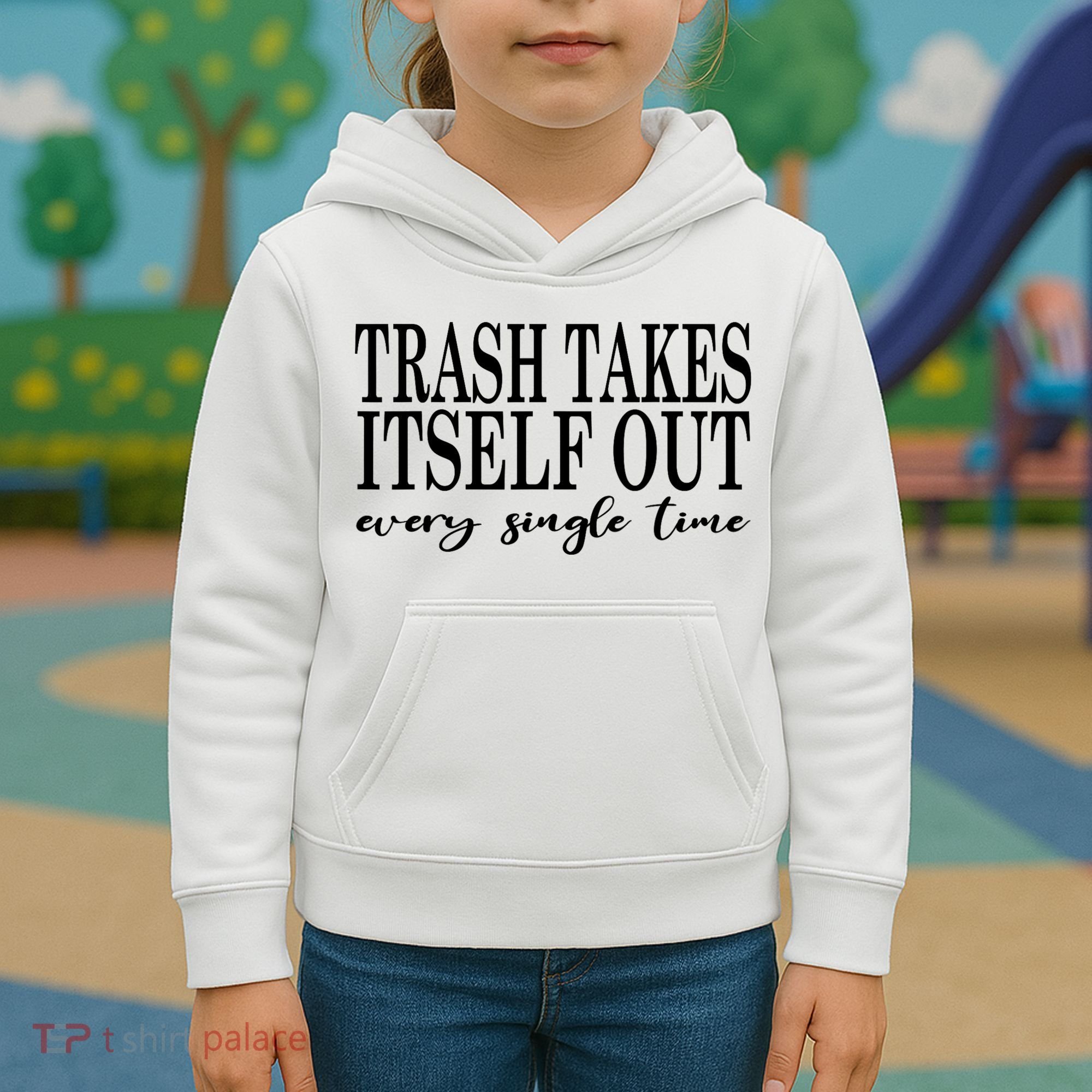 Trash Takes Itself Out Every Single Time Sarcastic Kids Hoodie