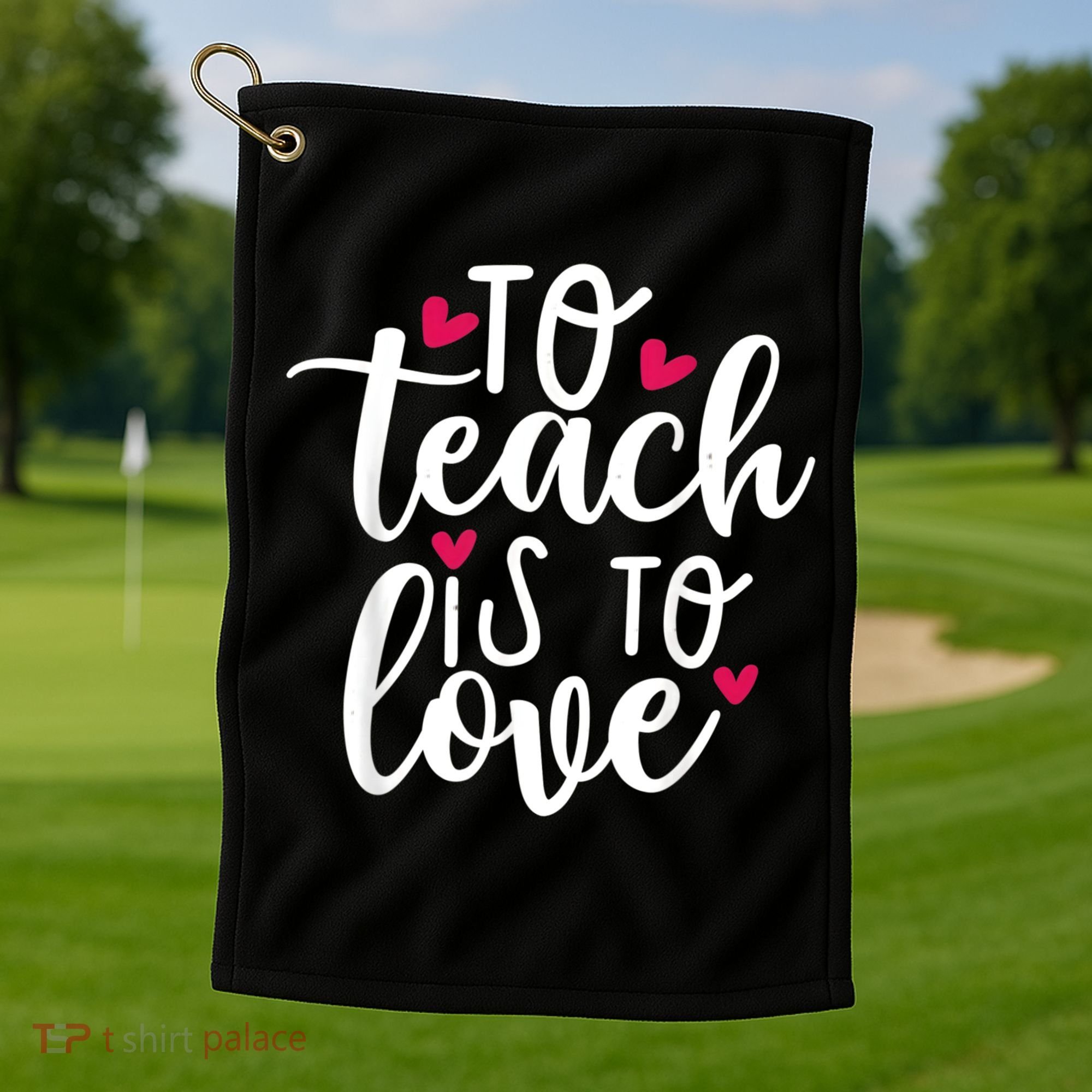 To Teach Is To Love Teacher Appreciation & Valentines Day Golf Towel
