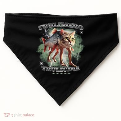 Trulimero Truli Italian Brainrot Meme Cats Head On A Fish USA-Made Doggie Bandana