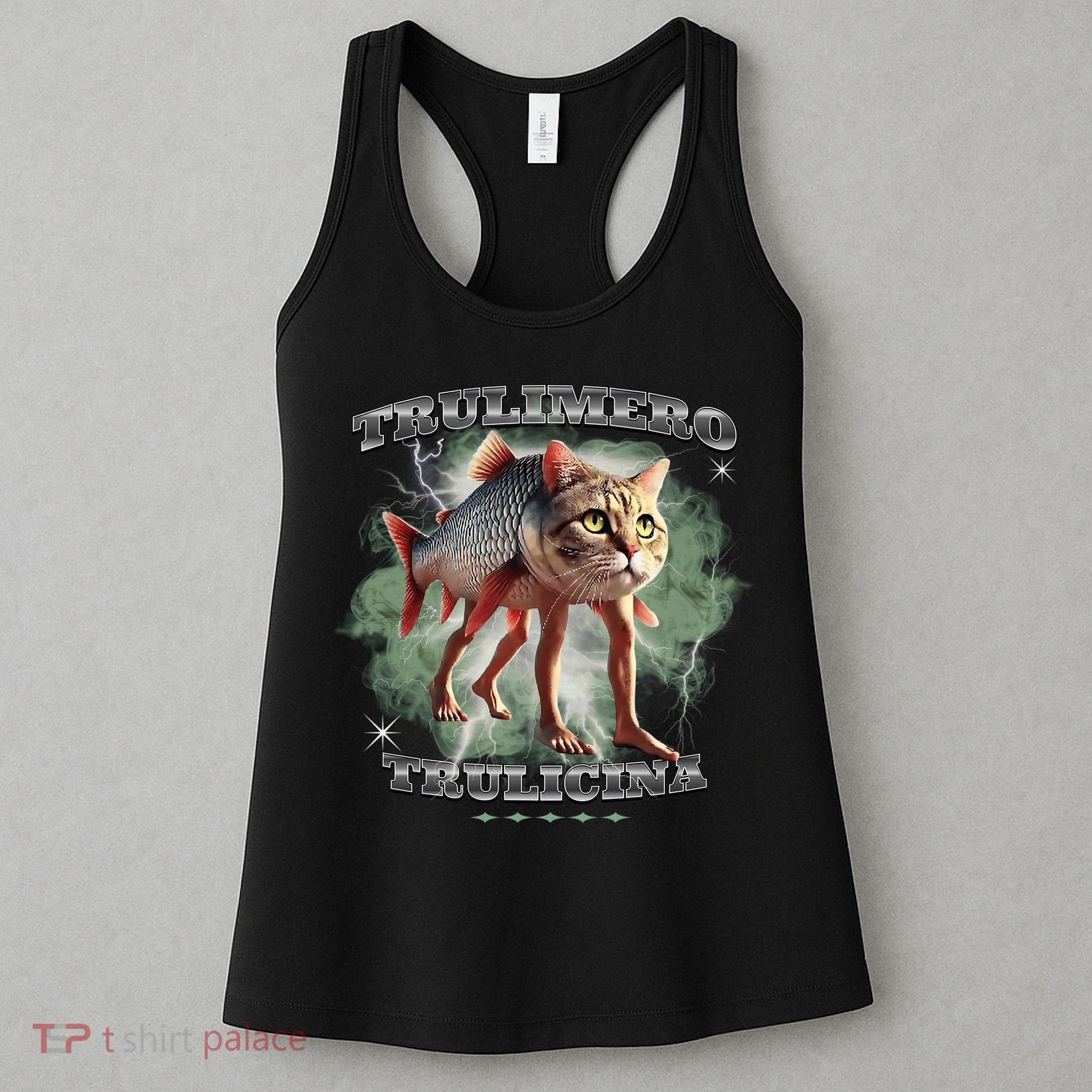 Trulimero Truli Italian Brainrot Meme Cats Head On A Fish Women's Tank Top