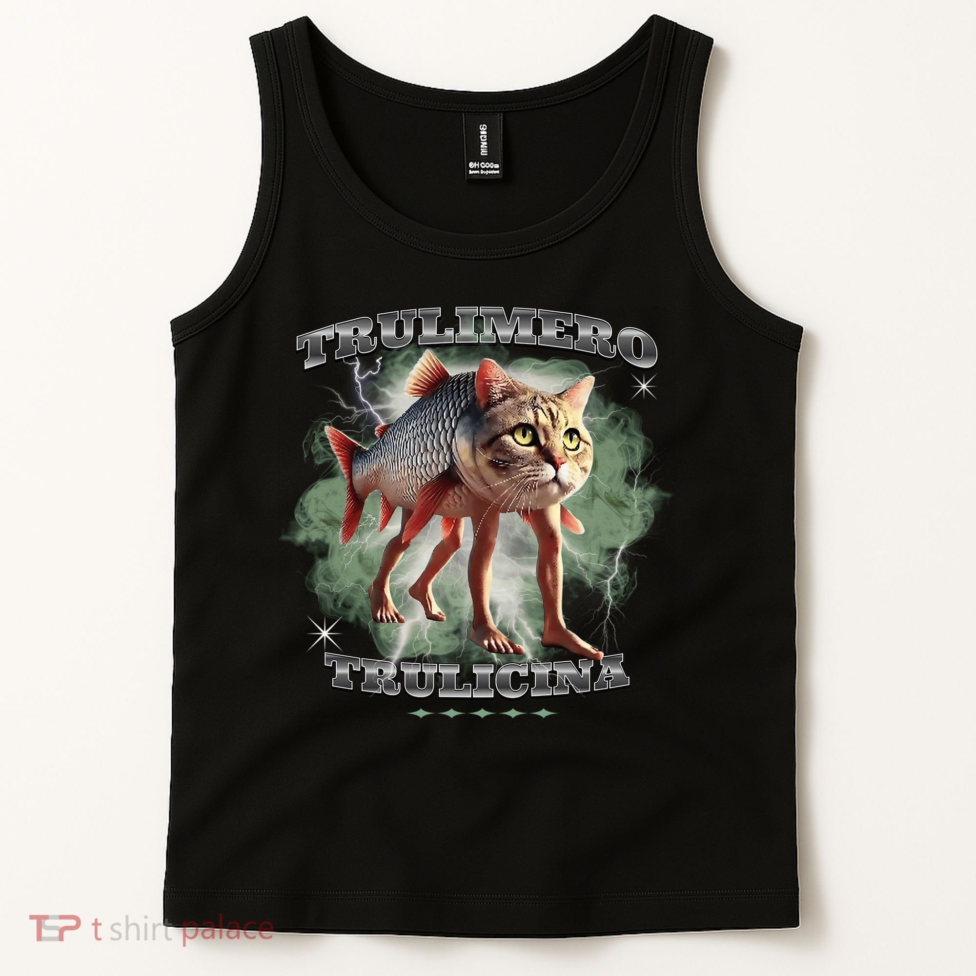 Trulimero Truli Italian Brainrot Meme Cats Head On A Fish Tank Top
