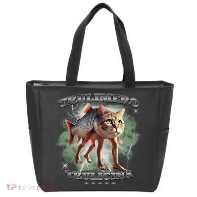 Trulimero Truli Italian Brainrot Meme Cats Head On A Fish Tote Bag