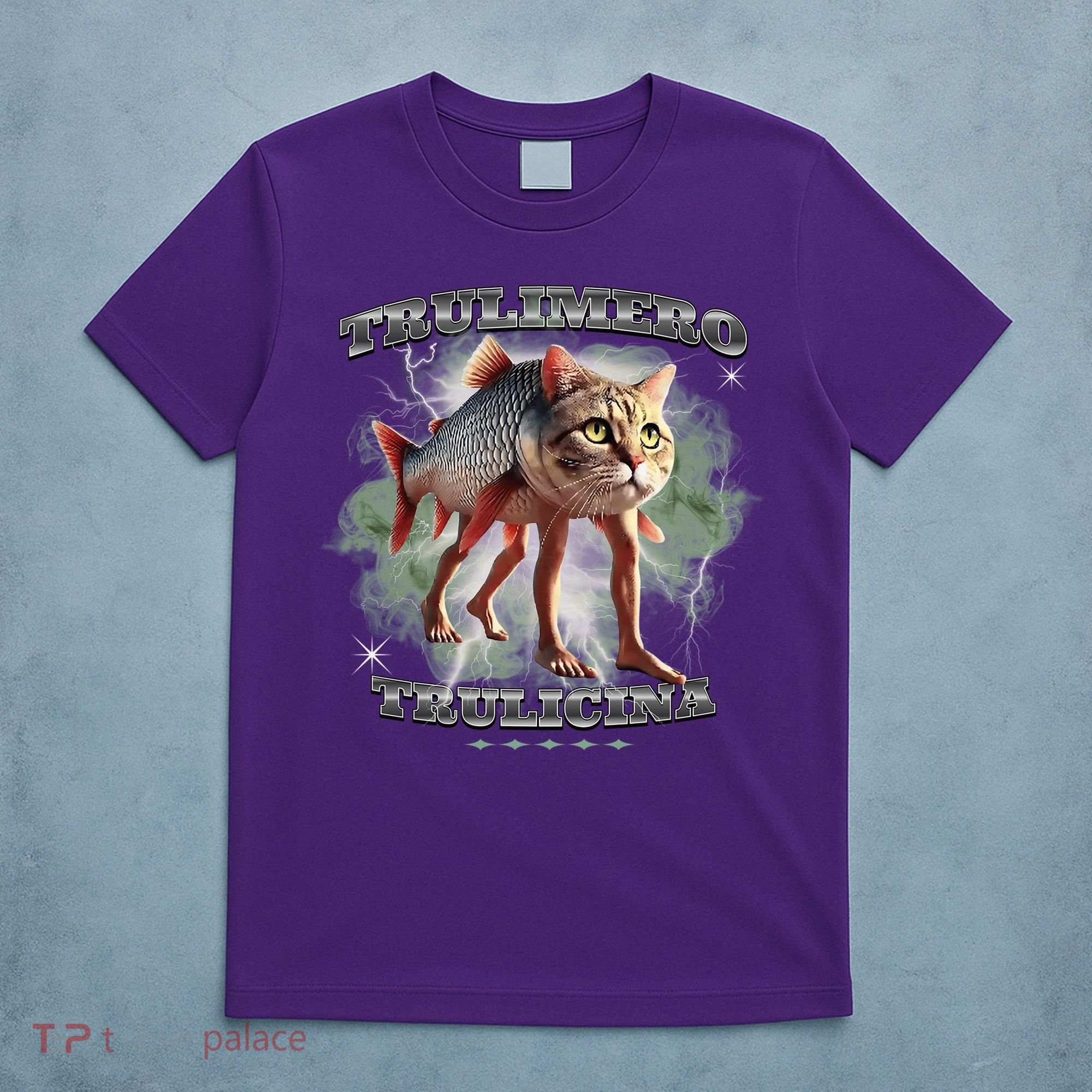 Trulimero Truli Italian Brainrot Meme Cats Head On A Fish T-Shirt