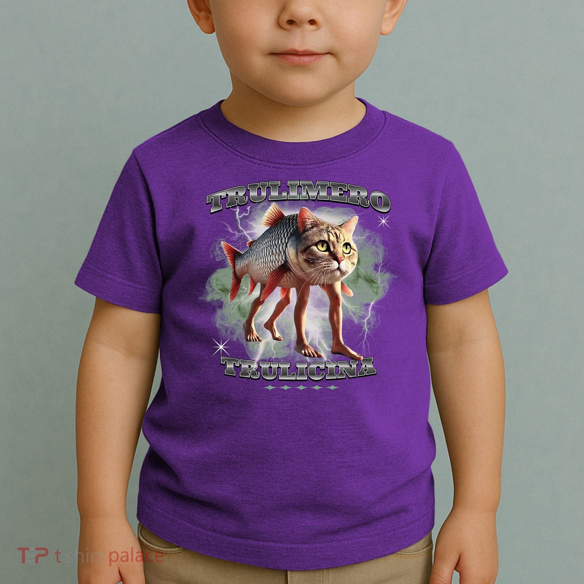 Trulimero Truli Italian Brainrot Meme Cats Head On A Fish Toddler T-Shirt