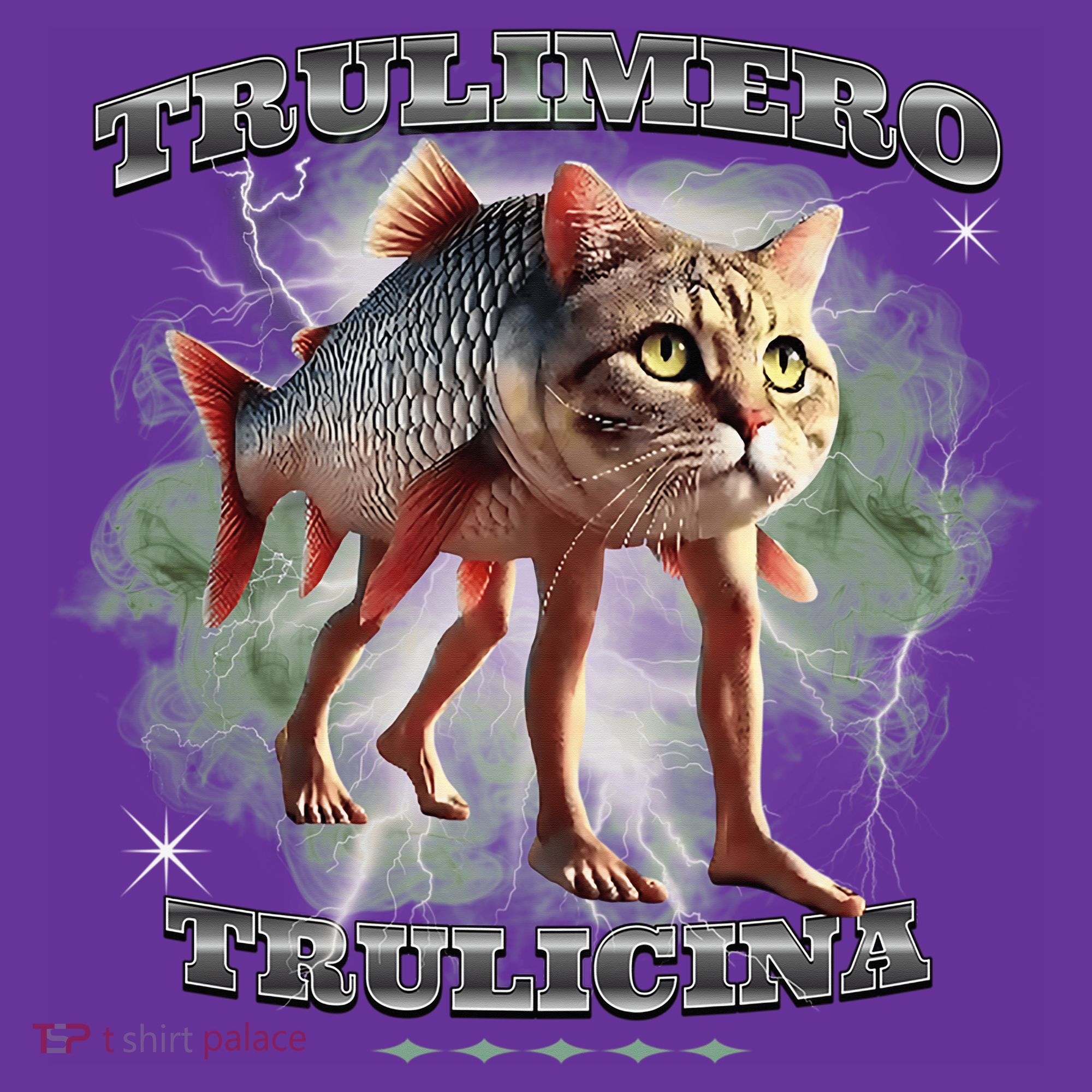 Trulimero Truli Italian Brainrot Meme Cats Head On A Fish Women's Long Sleeve Shirt