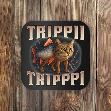  Trippi Troppi - Italian Brainrot Meme Cat Coaster