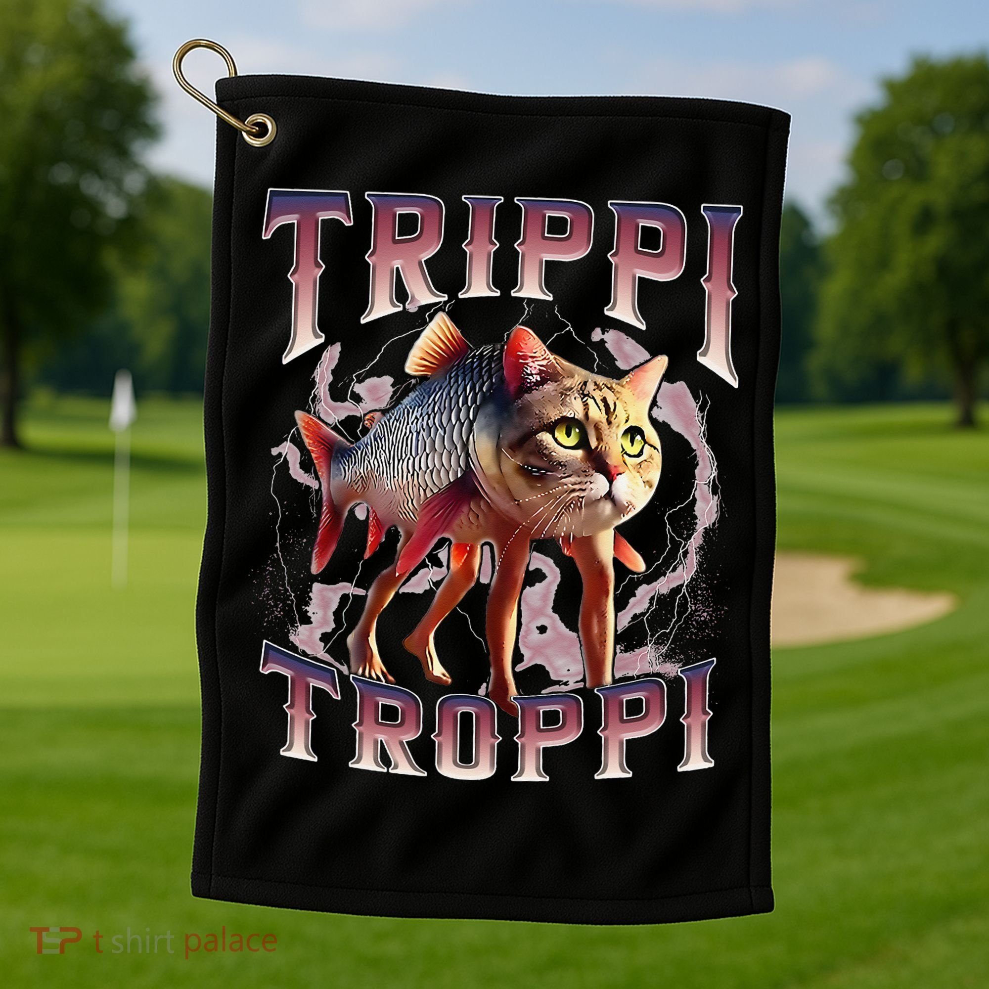 Trippi Troppi - Italian Brainrot Meme Cat Gift Golf Towel