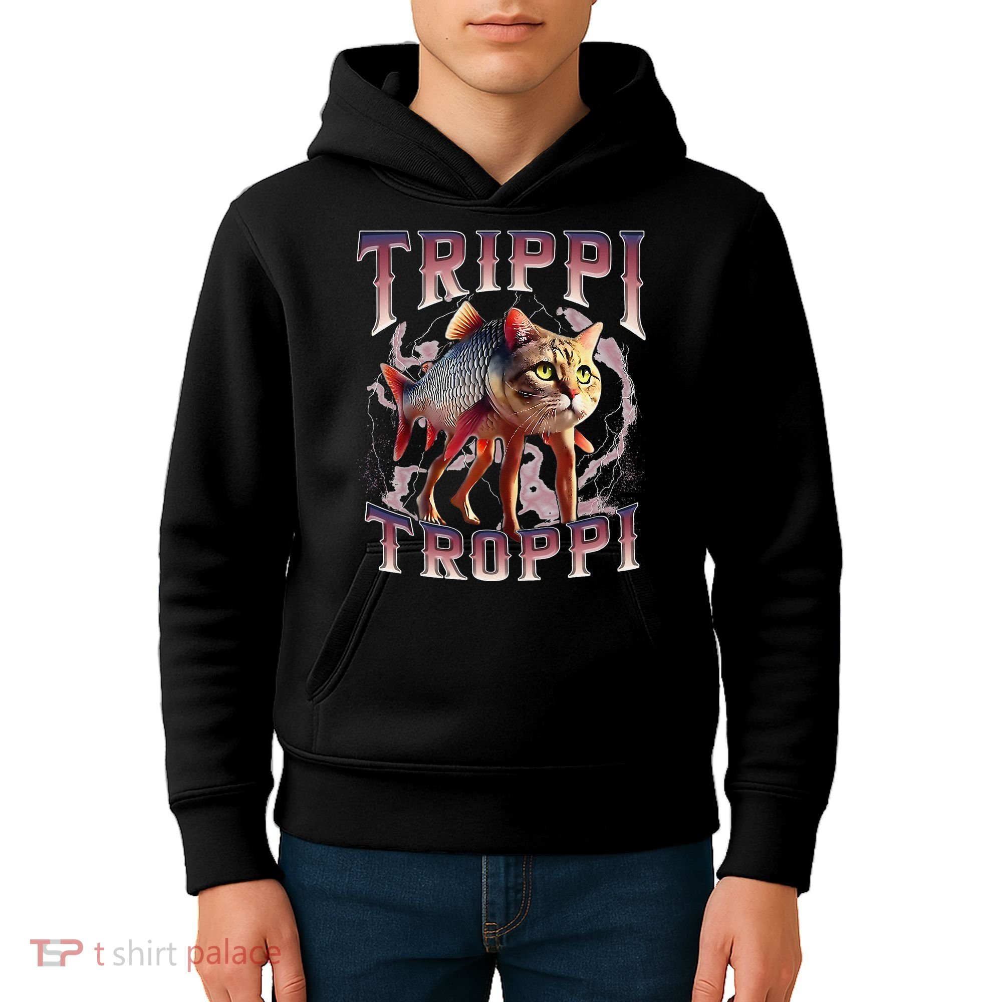 Trippi Troppi - Italian Brainrot Meme Cat Gift Kids Hoodie