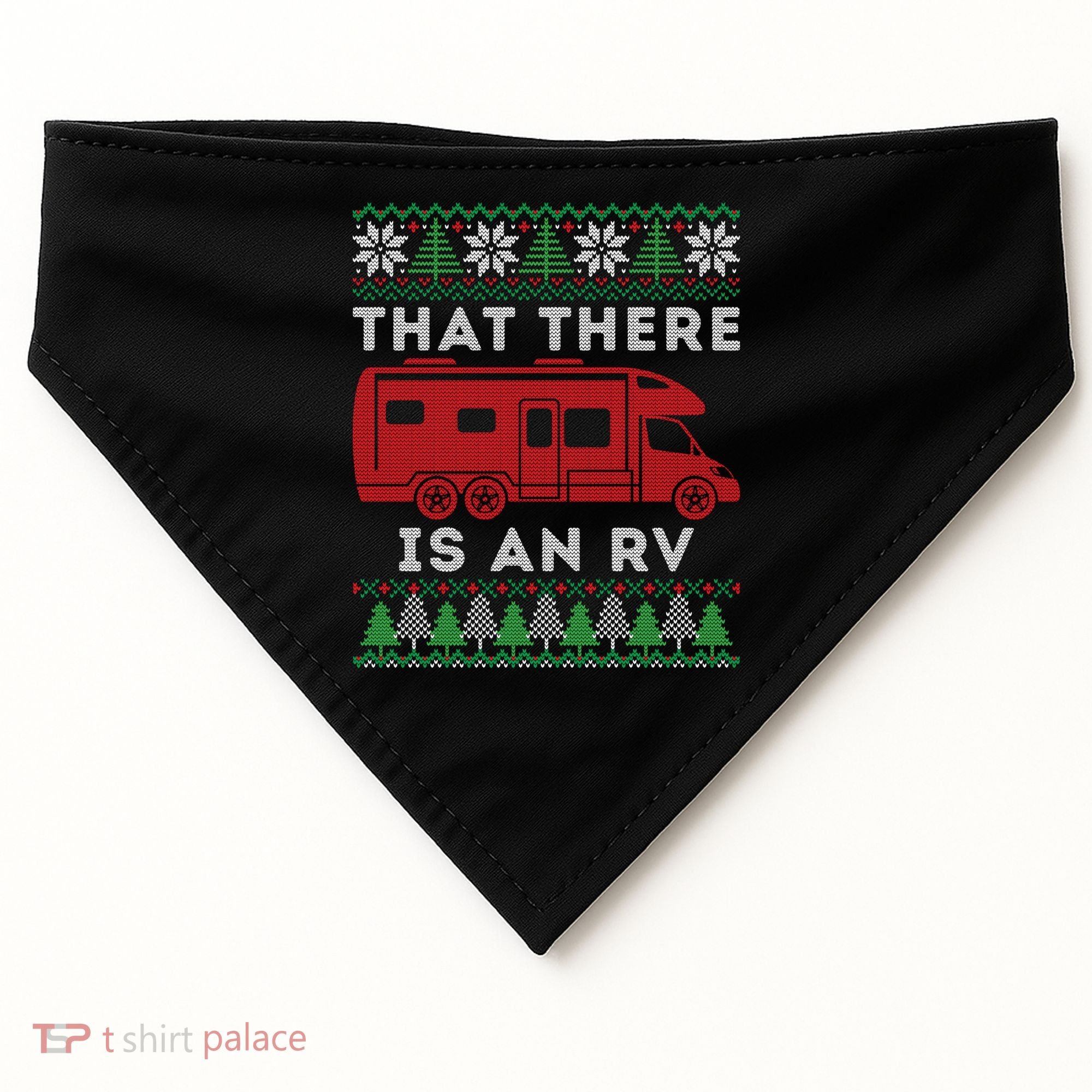That There Is An RV Ugly Christmas Camping Holiday USA-Made Doggie Bandana