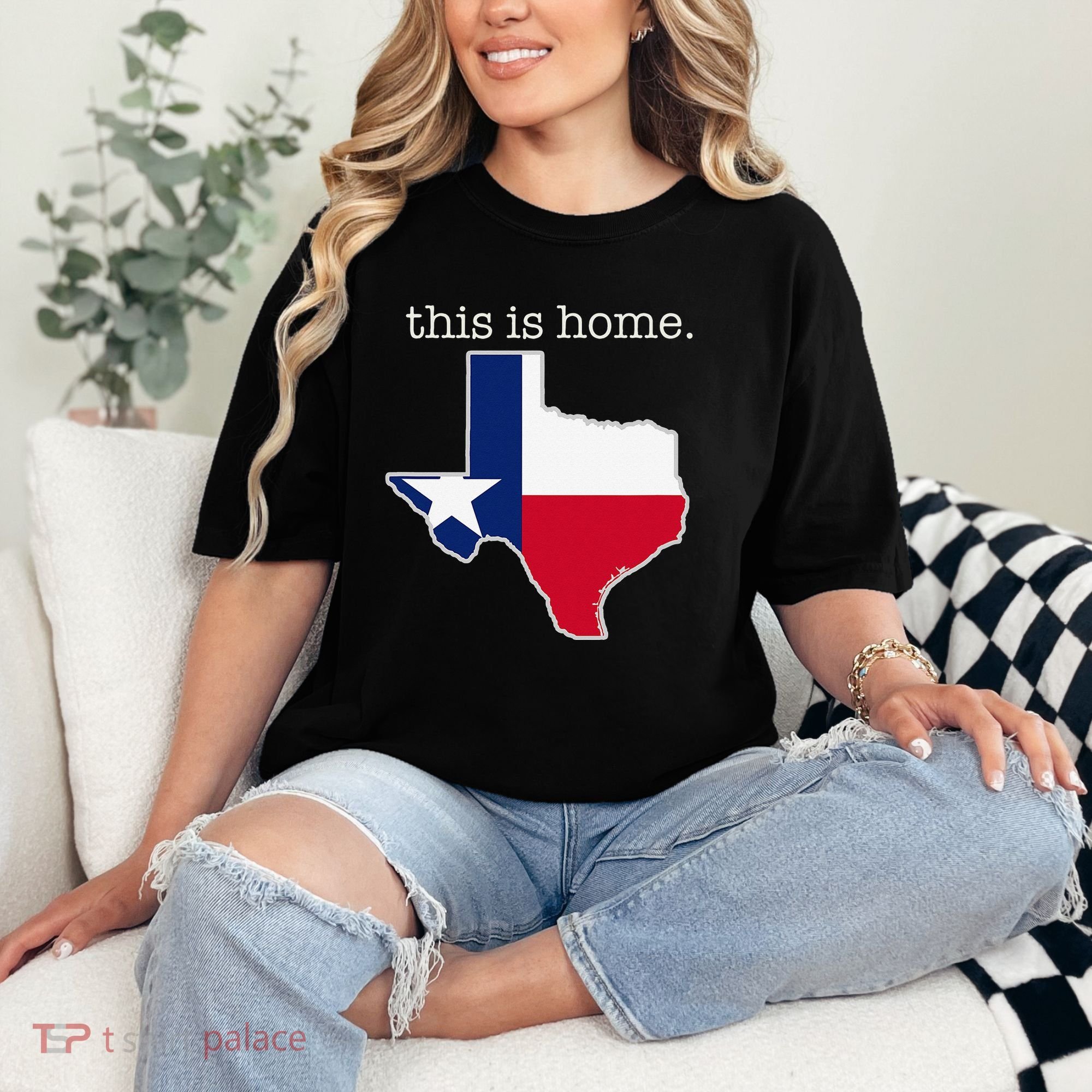 Texas This Is Home with State Outline and Texas Flag Comfort Colors T-Shirt