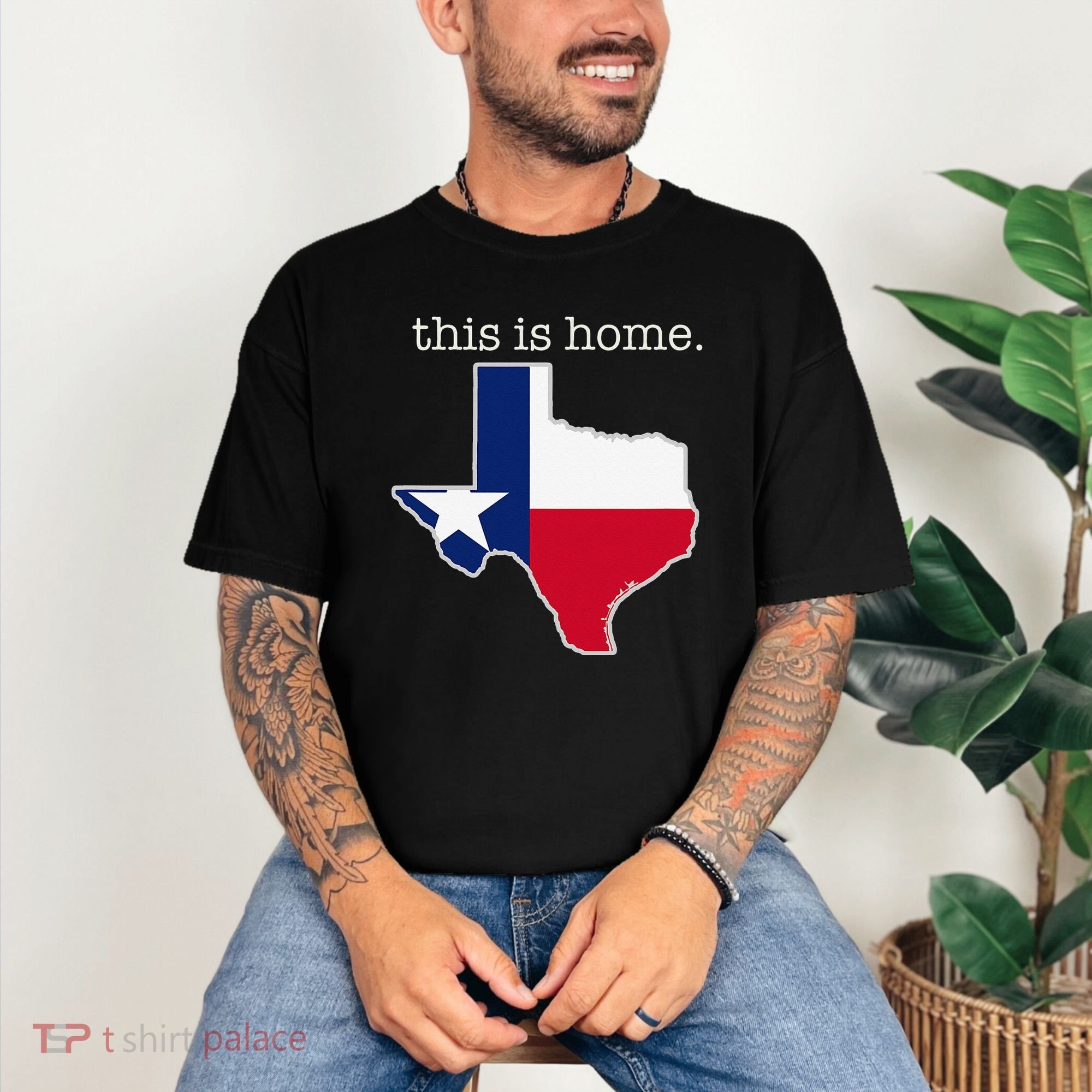 Texas This Is Home with State Outline and Texas Flag Comfort Colors T-Shirt