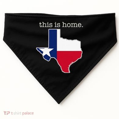 Texas This Is Home with State Outline and Texas Flag USA-Made Doggie Bandana
