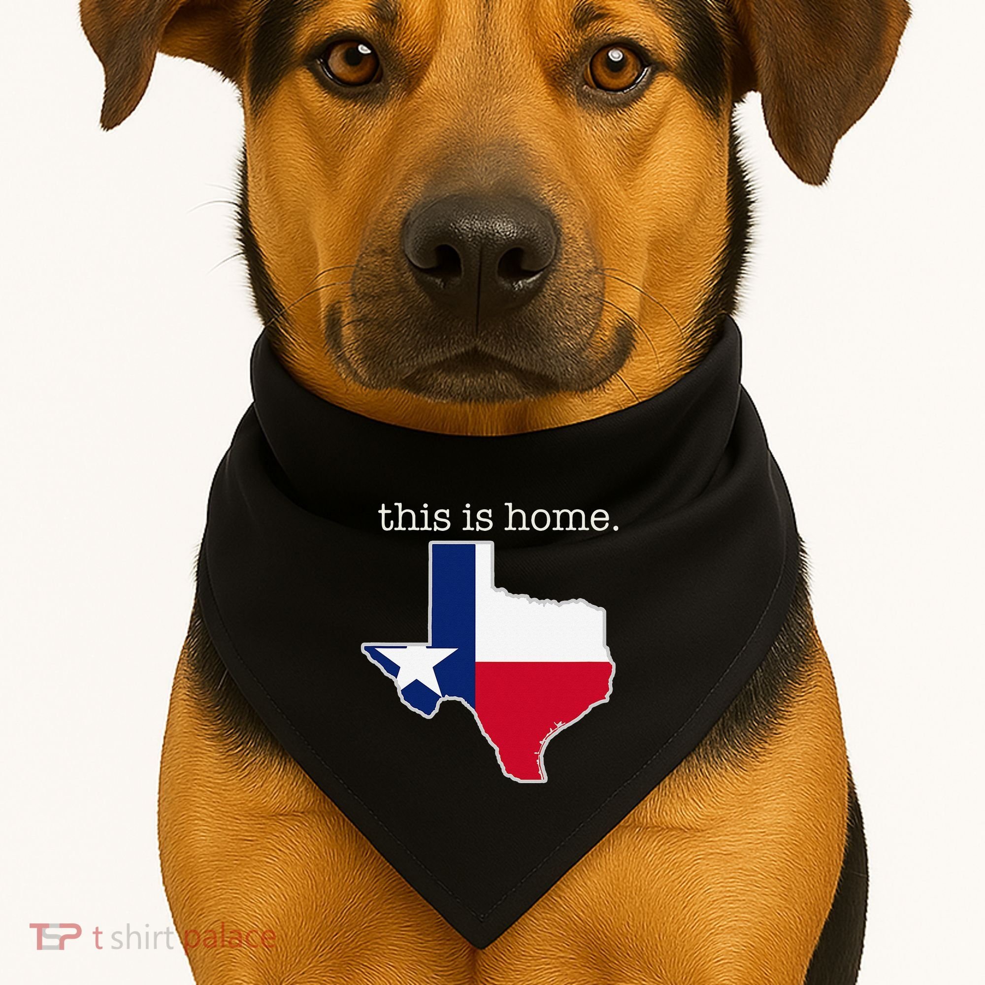 Texas This Is Home with State Outline and Texas Flag USA-Made Doggie Bandana