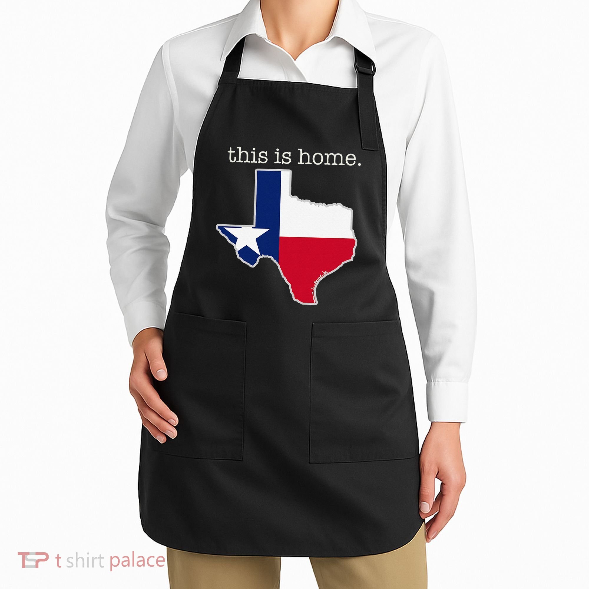 Texas This Is Home with State Outline and Texas Flag Apron