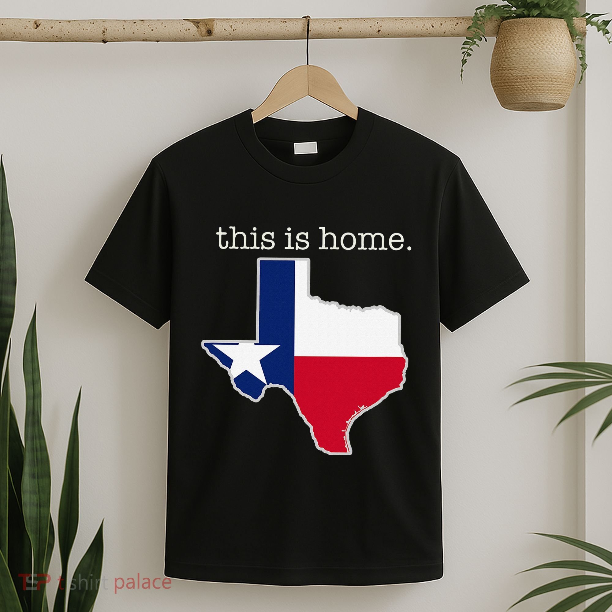 Texas This Is Home with State Outline and Texas Flag T-Shirt