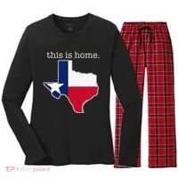 Texas This Is Home with State Outline and Texas Flag Women's Long Sleeve Flannel Pajama Set  thumb 0
