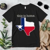 Texas This Is Home with State Outline and Texas Flag Premium T-Shirt thumb 2