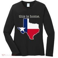 Texas This Is Home with State Outline and Texas Flag Women's Long Sleeve Shirt thumb 0
