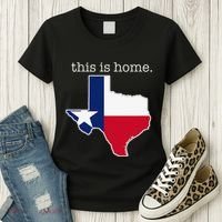 Texas This Is Home with State Outline and Texas Flag Women's T-Shirt thumb 3