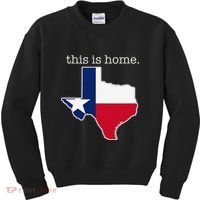 Texas This Is Home with State Outline and Texas Flag Kids Sweatshirt thumb 0