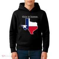 Texas This Is Home with State Outline and Texas Flag Kids Hoodie thumb 4