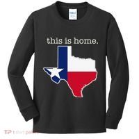 Texas This Is Home with State Outline and Texas Flag Kids Long Sleeve Shirt thumb 0