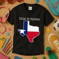 Texas This Is Home with State Outline and Texas Flag Kids T-Shirt thumb 3