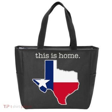 Texas This Is Home with State Outline and Texas Flag Tote Bag
