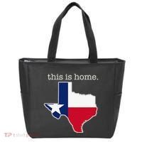 Texas This Is Home with State Outline and Texas Flag Tote Bag thumb 0