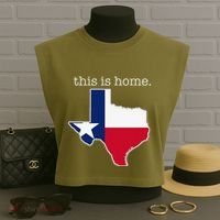 Texas This Is Home with State Outline and Texas Flag Garment-Dyed Women's Muscle Tee thumb 3