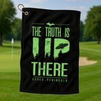The Truth Is Up There Upper Peninsula Ufo Golf Towel thumb 1