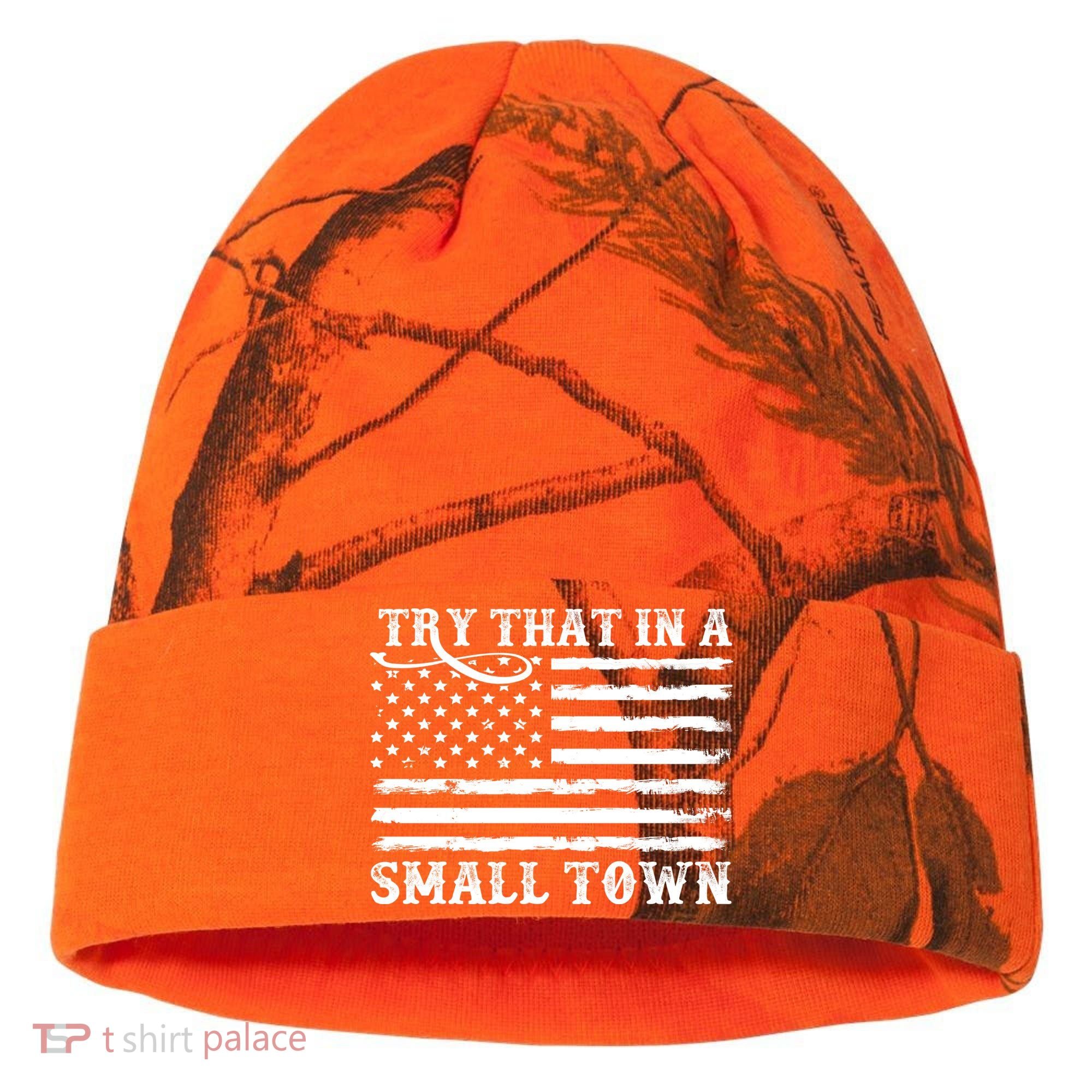 Try That In My Small Town Kati Licensed 12" Camo Cuffed Beanie