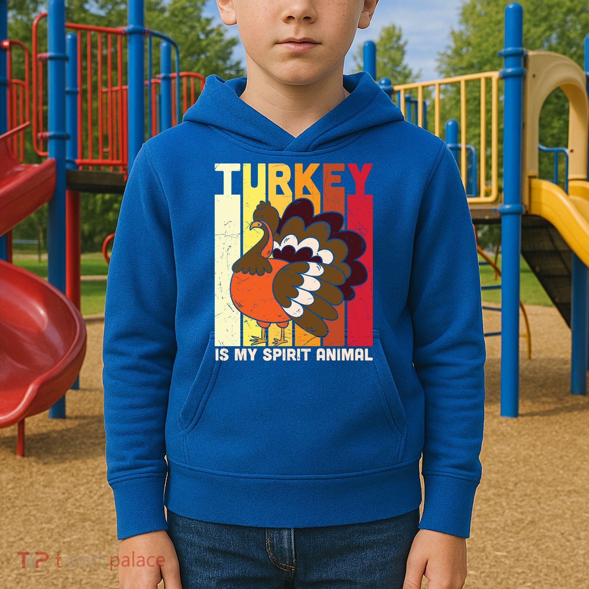 Thanksgiving Turkey Is My Spirit Animal Kids Hoodie