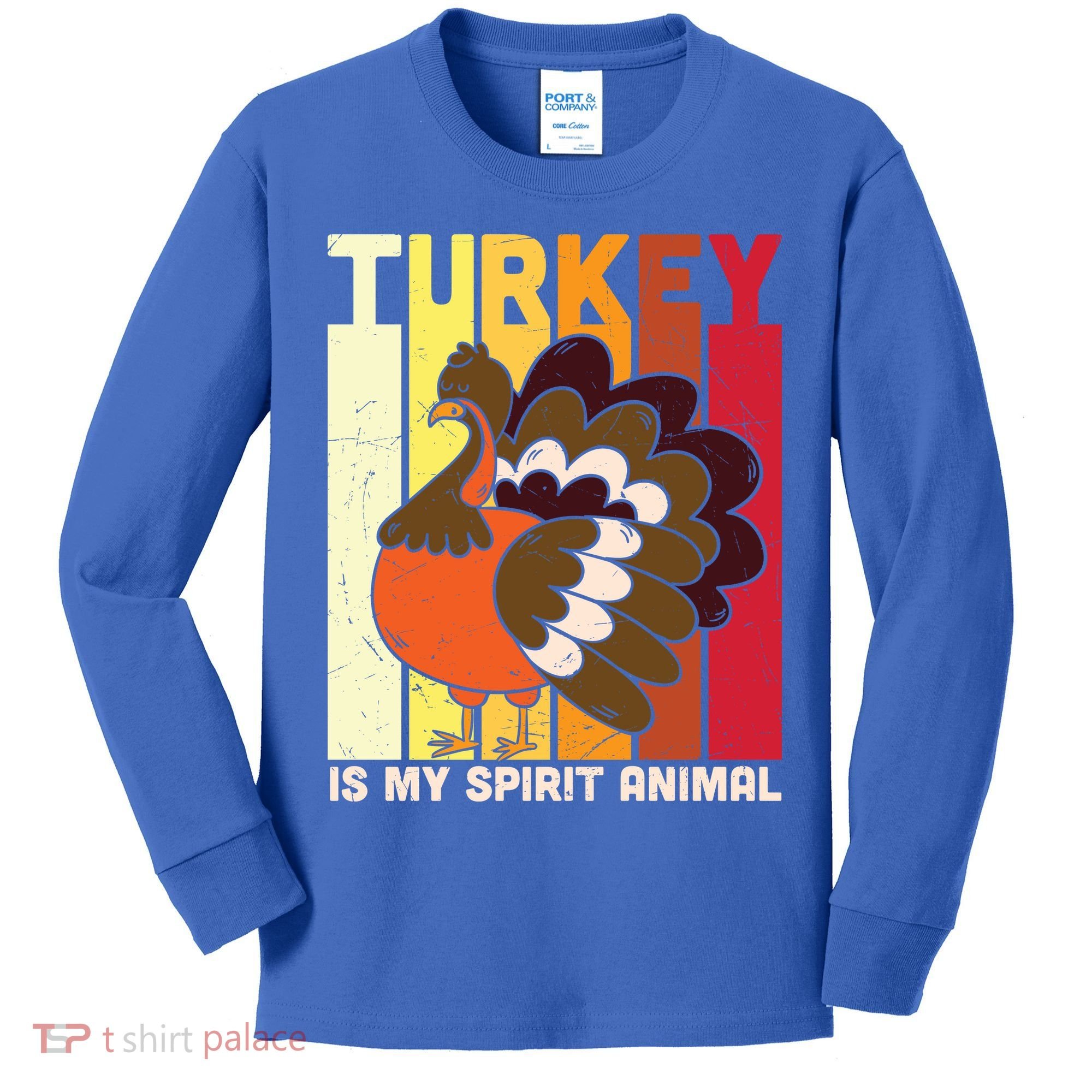 Thanksgiving Turkey Is My Spirit Animal Kids Long Sleeve Shirt