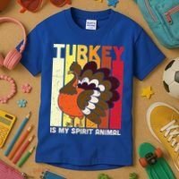 Thanksgiving Turkey Is My Spirit Animal Kids T-Shirt thumb 3
