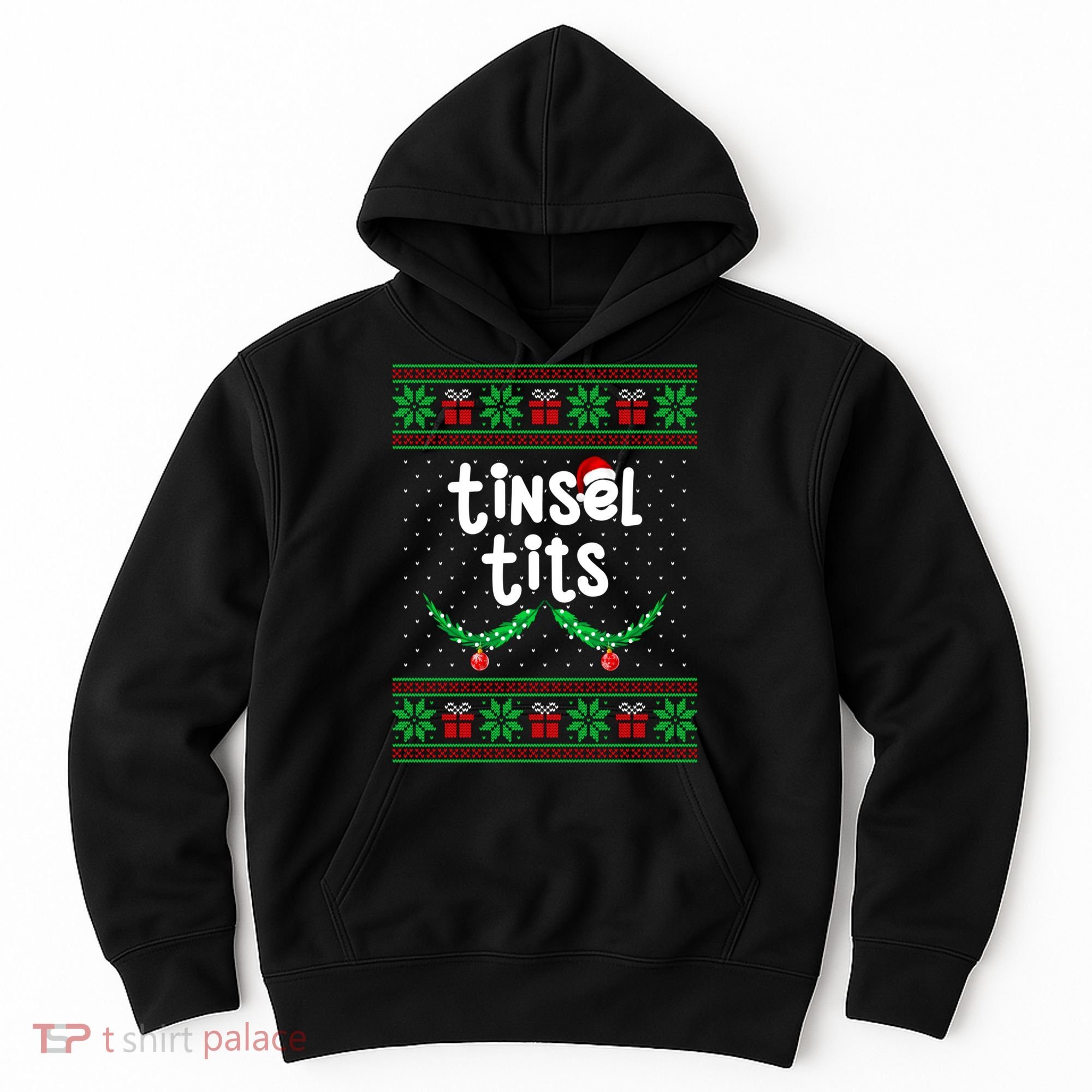 Tinsel Tits Jingle Balls Funny Matching Couple Ugly Christmas Sweater Hoodie