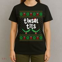 Tinsel Tits Jingle Balls Funny Matching Couple Ugly Christmas Sweater T-Shirt thumb 4