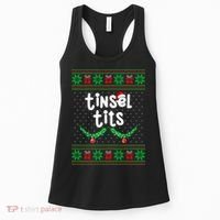 Tinsel Tits Jingle Balls Funny Matching Couple Ugly Christmas Sweater Women's Tank Top thumb 0