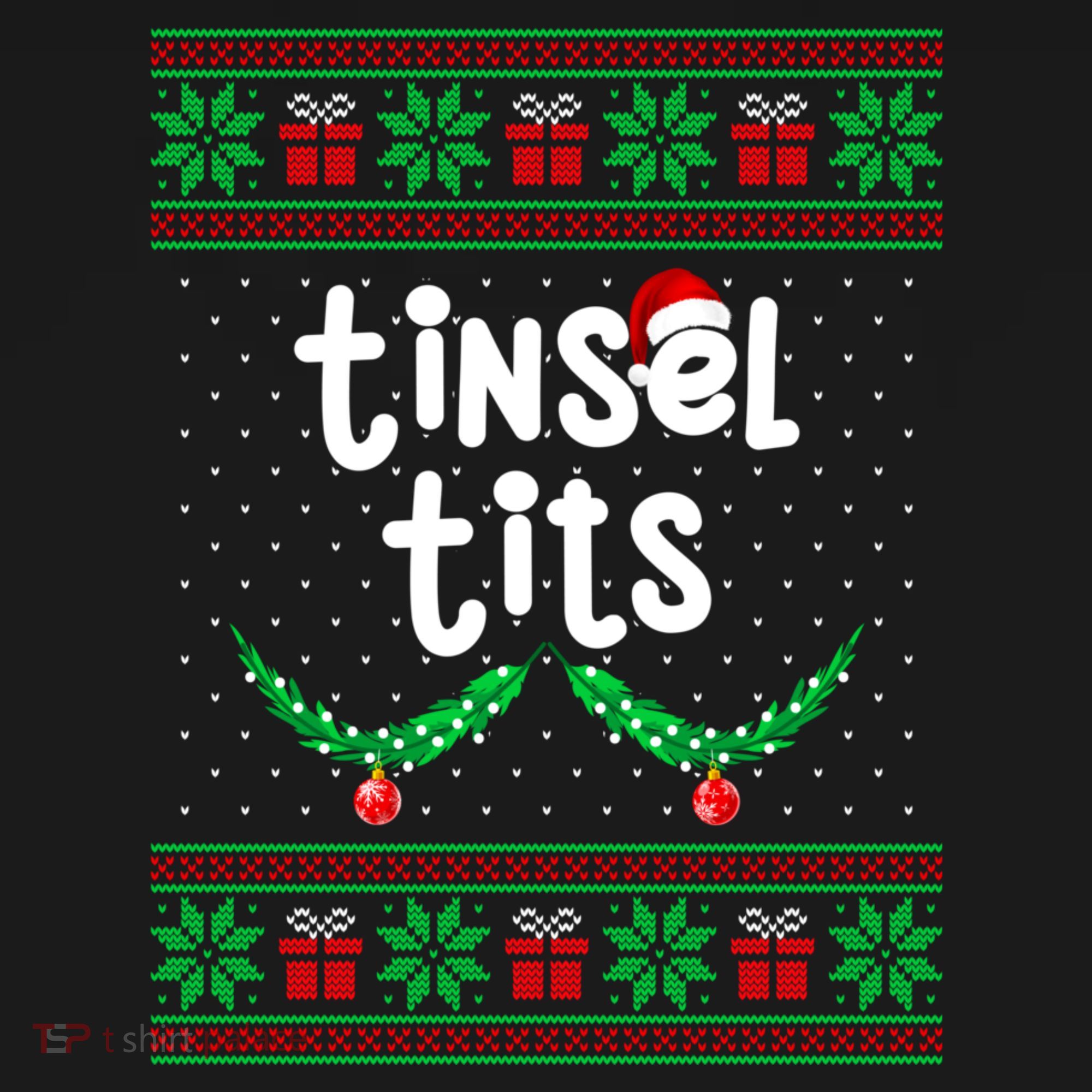 Tinsel Tits Jingle Balls Funny Matching Couple Ugly Christmas Sweater Women's Tank Top