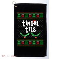 Tinsel Tits Jingle Balls Funny Matching Couple Ugly Christmas Sweater Golf Towel thumb 0