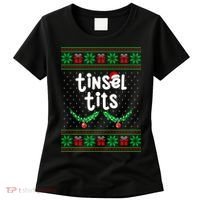 Tinsel Tits Jingle Balls Funny Matching Couple Ugly Christmas Sweater Women's T-Shirt thumb 0