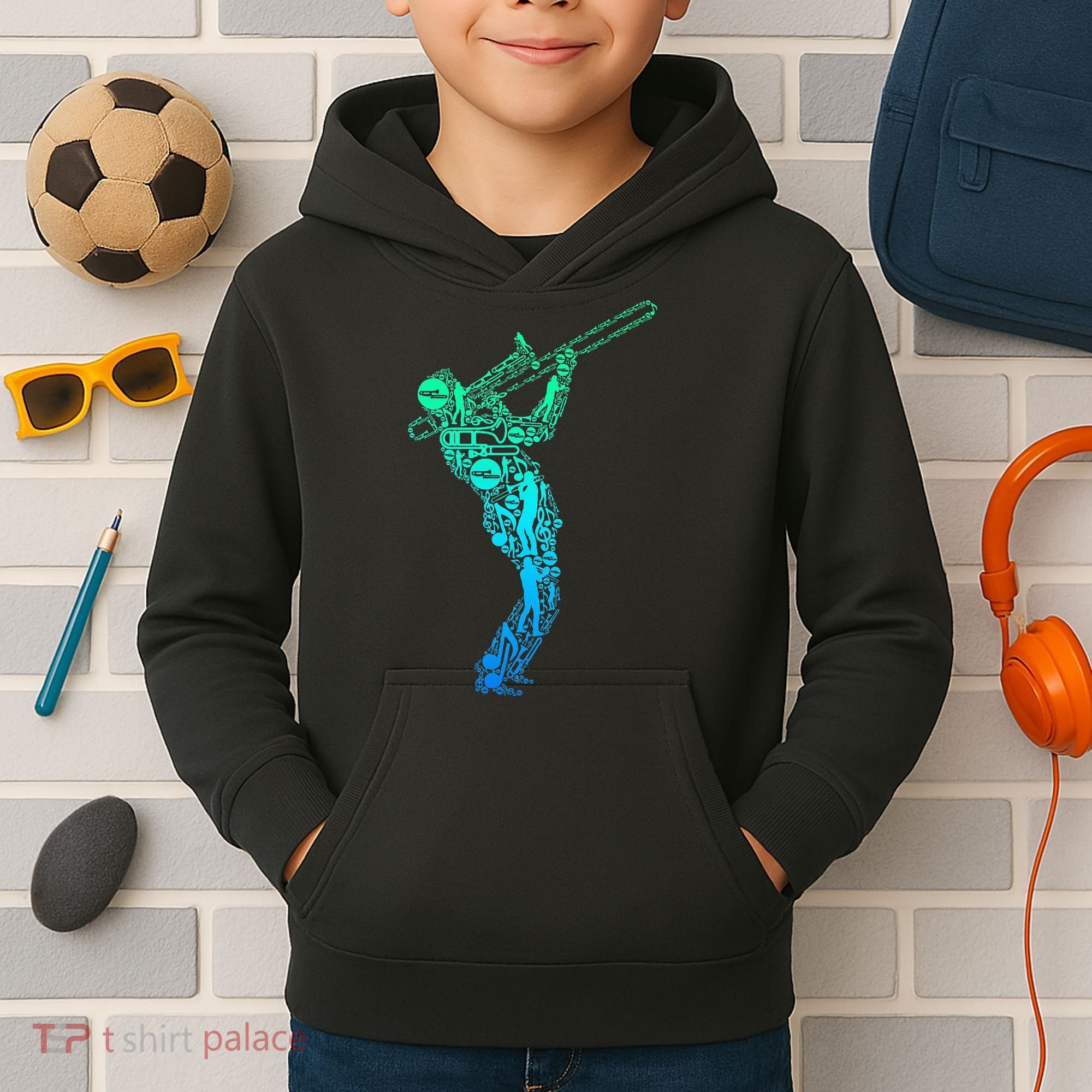 Trombone Trombonist Jazz Musician Kids Hoodie