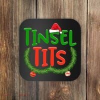 Tinsel Tits Jingle Balls Funny Matching Couple Chestnuts Coaster thumb 0