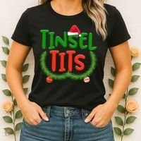 Tinsel Tits Jingle Balls Funny Matching Couple Chestnuts Women's T-Shirt thumb 2