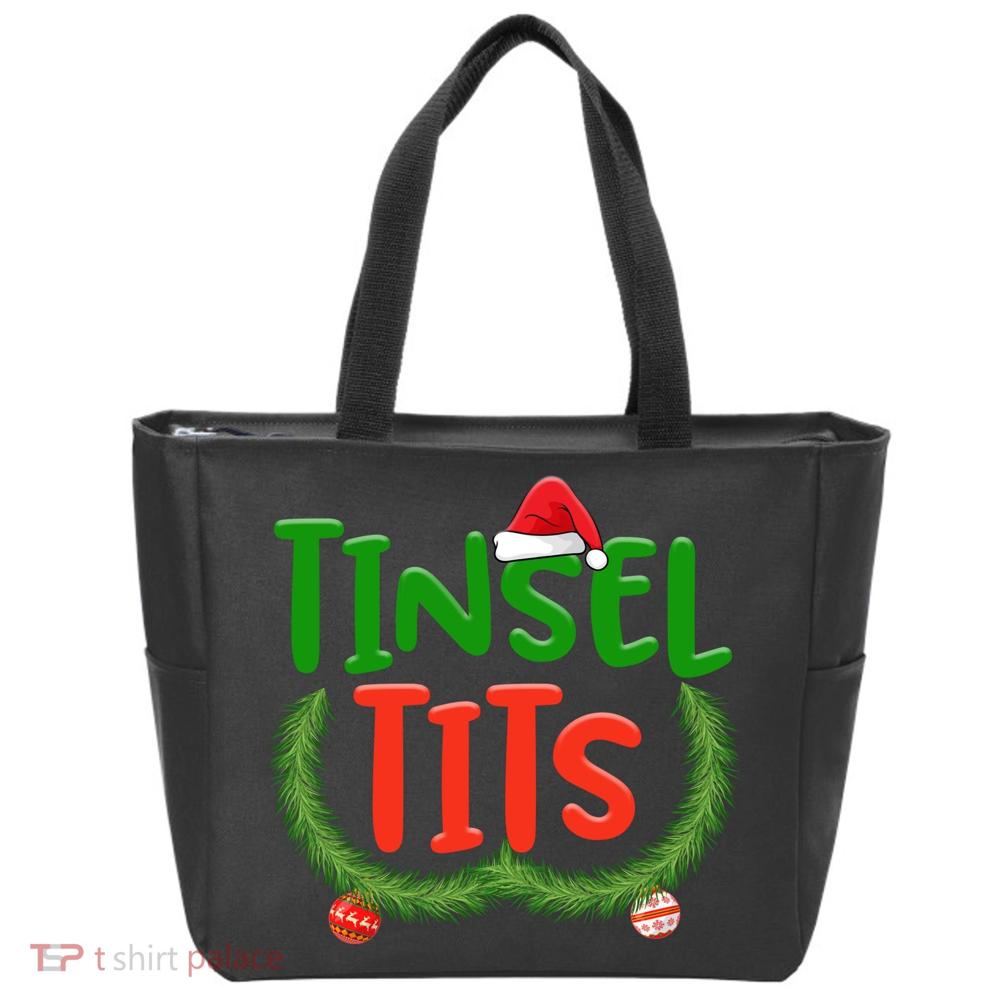 Tinsel Tits Jingle Balls Funny Matching Couple Chestnuts Tote Bag