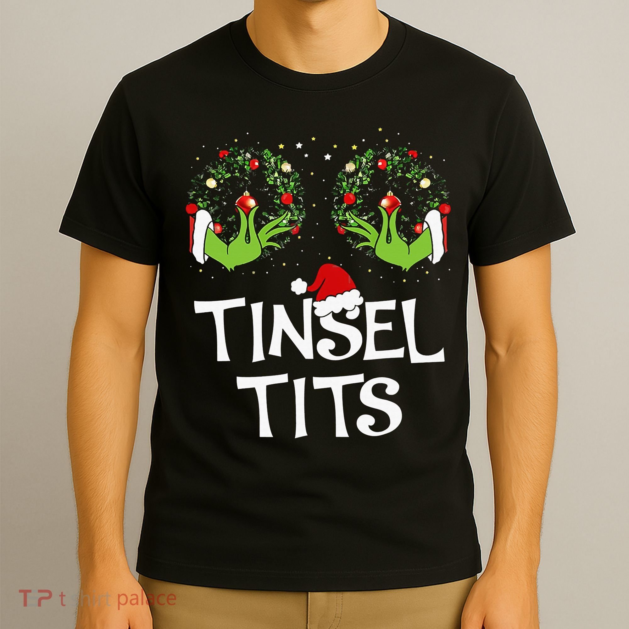 Tinsel Tits Jingle Balls Matching Couple Christmas T-Shirt