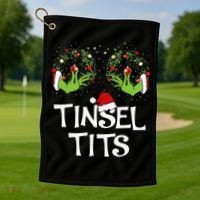 Tinsel Tits Jingle Balls Matching Couple Christmas Golf Towel thumb 1