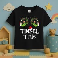 Tinsel Tits Jingle Balls Matching Couple Christmas Toddler T-Shirt thumb 3